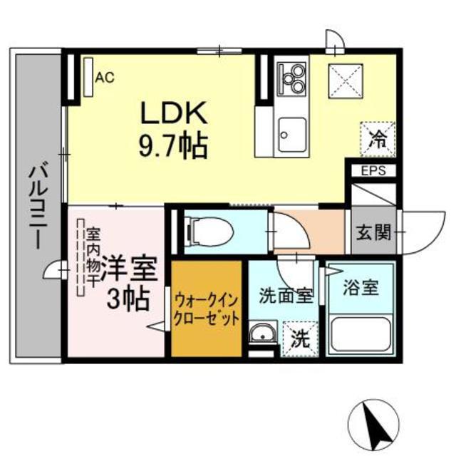 VILLAGE FLEURI(1LDK/1階)の間取り写真