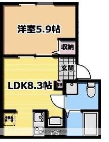 VILLA SOLANA(1LDK/2階)の間取り写真
