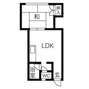 プチパークハイツ(1LDK/1階)の間取り写真