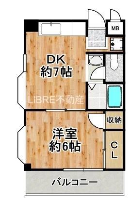 ループハイツ篠田(1DK/3階)の間取り写真