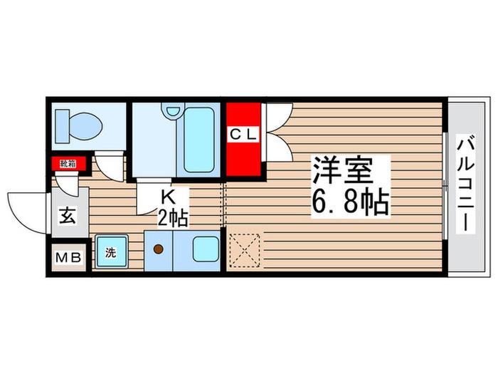 カーサIM(1K/4階)の間取り写真