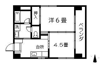 新屋敷ビル(2K/5階)の間取り写真