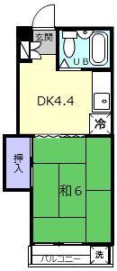 共生マンション(1DK/1階)の間取り写真