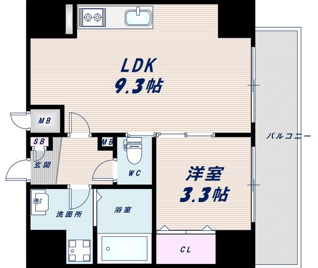 CELSUS長居(1LDK/3階)の間取り写真