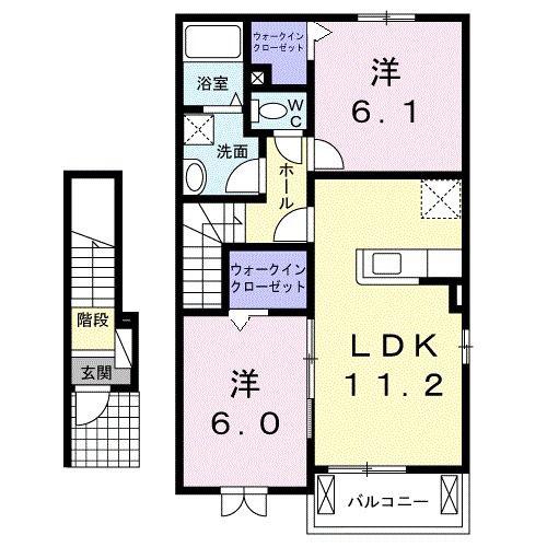ルーベル宇多津東 I(2LDK/2階)の間取り写真