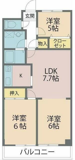 ペアシティ2(2LDK/3階)の間取り写真