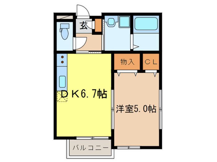東武野田線 大宮公園駅 徒歩17分 2階建 築6年(1DK/2階)の間取り写真
