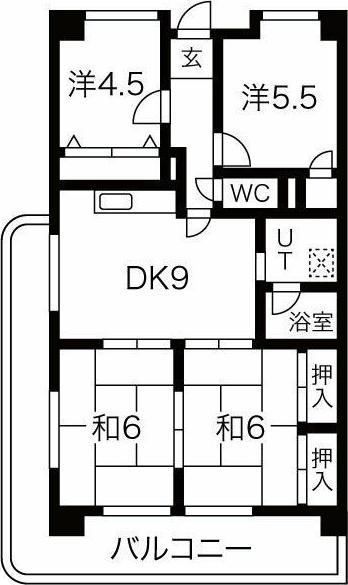 大椿ビルV(4DK/3階)の間取り写真