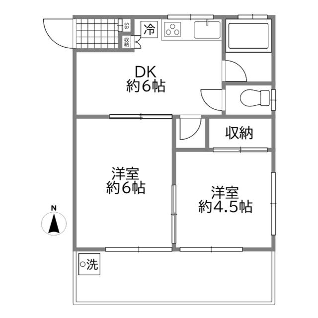 永福サープラス(2DK/1階)の間取り写真