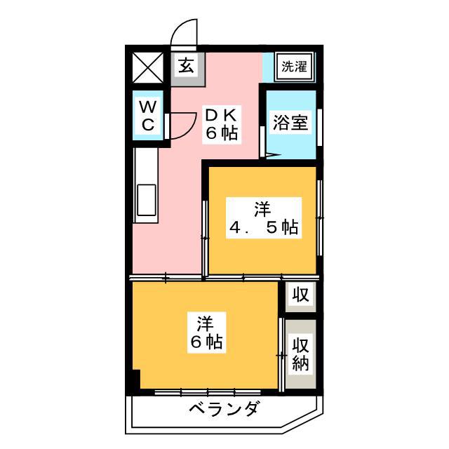 コーポ関根(2DK/4階)の間取り写真