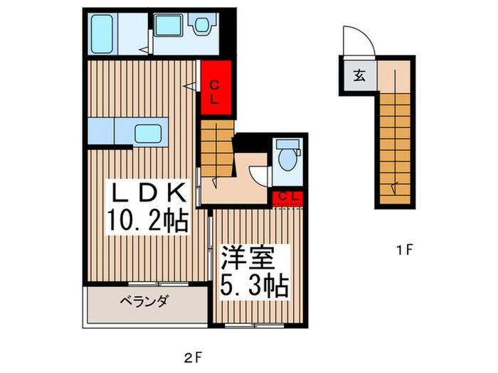 ラフレシール桜(1LDK/2階)の間取り写真