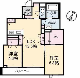 シャーメゾン リヒト(2LDK/2階)の間取り写真