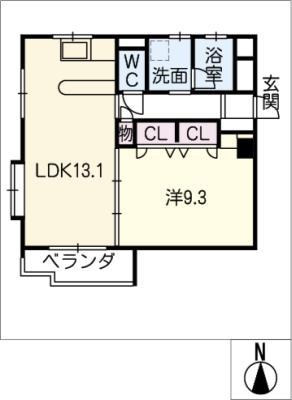 LA高島(1LDK/3階)の間取り写真