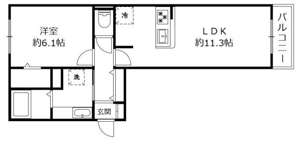 グランシャリオ二町町 A棟(1LDK/3階)の間取り写真