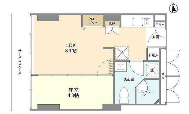 フロンティアレジデンスザタワー品川(1LDK/10階)の間取り写真