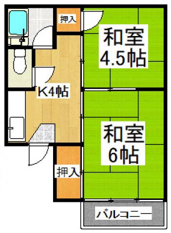 ハイツコイド(2K/2階)の間取り写真