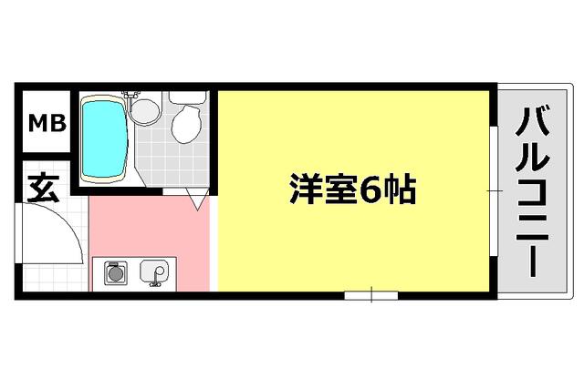 ハイツ茨木(ワンルーム/4階)の間取り写真