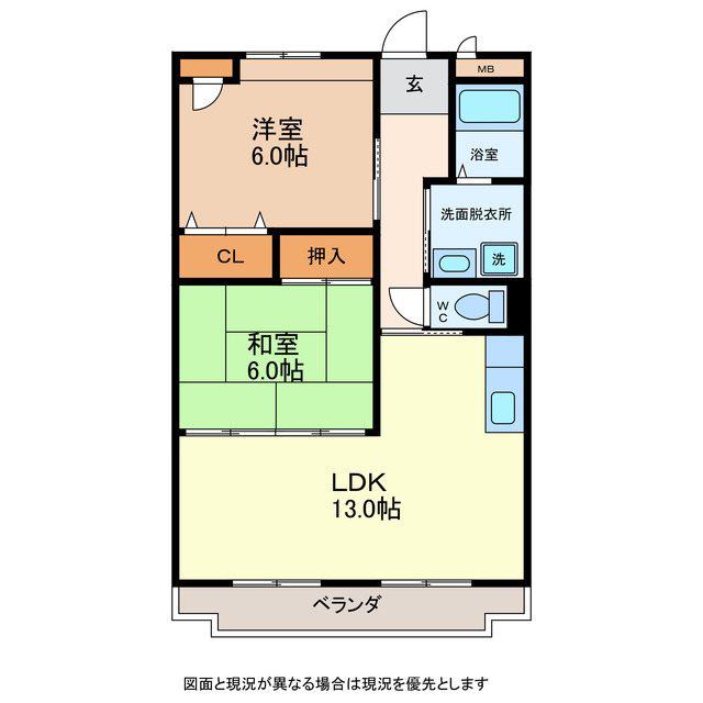 グリーンフィールズ(2LDK/3階)の間取り写真