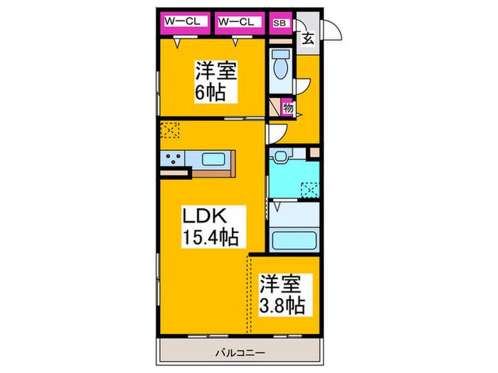 グランヴェールVII(2LDK/3階)の間取り写真