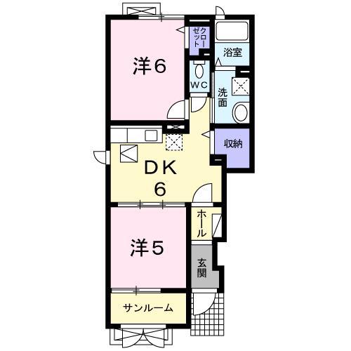 ミルトM(2DK/1階)の間取り写真