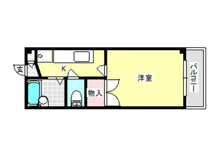 ことぶきKII(1K/1階)の間取り写真