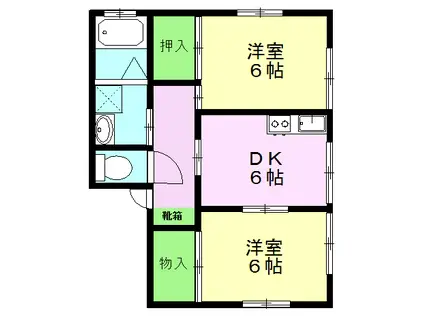 カーサ・ベアー壱番館(2DK/1階)の間取り写真