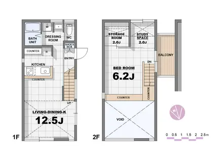 テラス・ウーヴァス(1SLDK/1階)の間取り写真