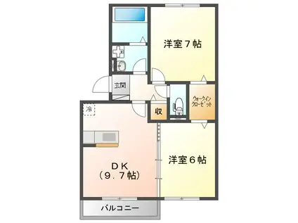 プレミールボヌール J(2DK/2階)の間取り写真