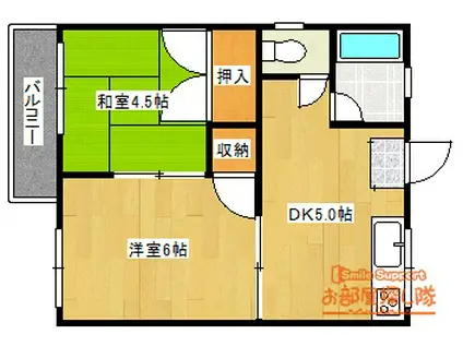 グリーンハイツ(2DK/2階)の間取り写真