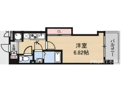 LUXE難波西II(1K/8階)の間取り写真