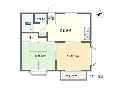 ドミールT・O(2DK/2階)の間取り写真
