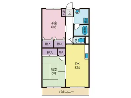 ルネスくさかべ(2DK/2階)の間取り写真