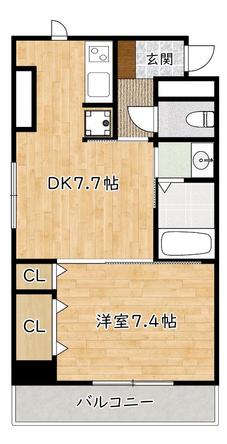 エムズコート(1DK/8階)の間取り写真