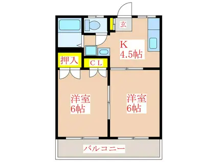 シャラぽわ(2K/3階)の間取り写真
