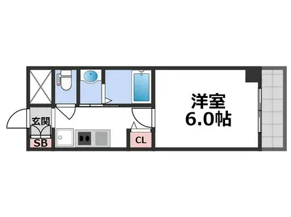 グランパシフィック新今里(1K/8階)の間取り写真