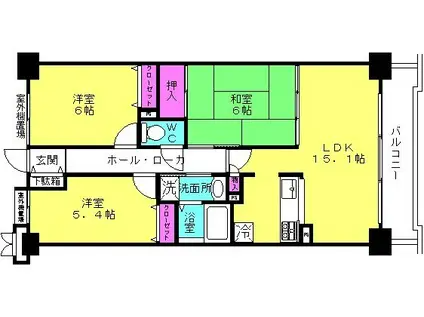 ロイヤルシャトー東加古川(3LDK/2階)の間取り写真