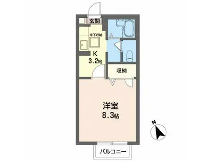 カーサ・フルハウス(1K/1階)の間取り写真