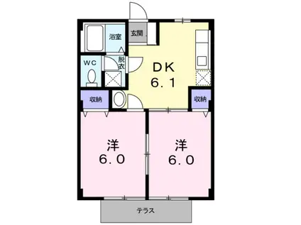 六田アパートHAMADA(2DK/1階)の間取り写真