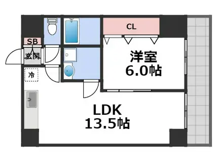 グランデージ新深江(1LDK/9階)の間取り写真