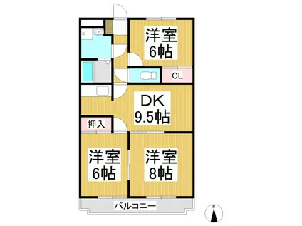 ソレイユ三本柳(3DK/3階)の間取り写真