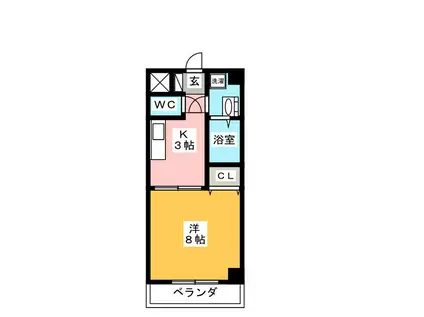 東海道新幹線 三島駅 徒歩8分 6階建 築19年(1K/5階)の間取り写真