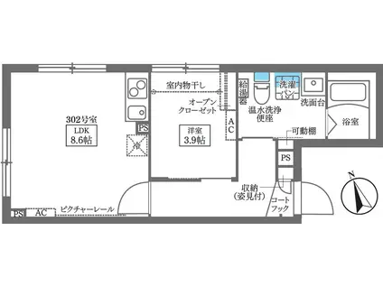 COCOCUBE東蒲田(1LDK/3階)の間取り写真