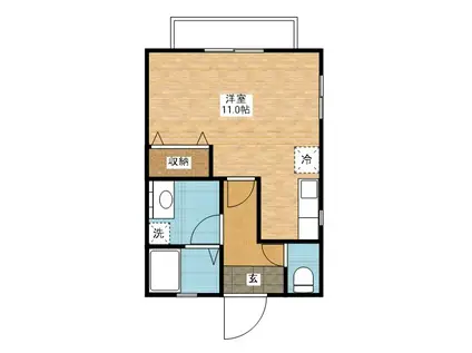 コーポ大手II(ワンルーム/2階)の間取り写真