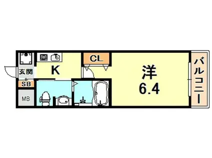 ライジングコート深江本町フラワーパーク(1K/4階)の間取り写真