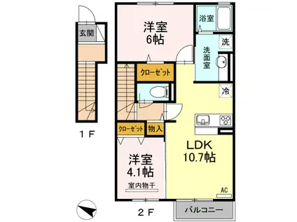 恵比寿III(2LDK/2階)の間取り写真