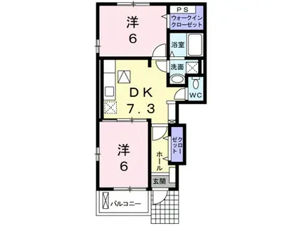 サニーハウス(2DK/1階)の間取り写真