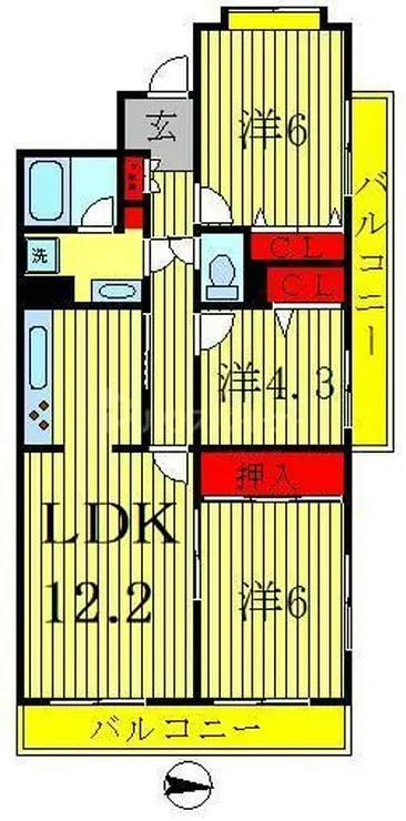 ライオンズマンション三郷第3 4階階 間取り