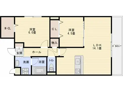 メルヴェーユ藤井寺(2LDK/3階)の間取り写真