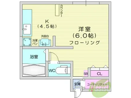 コーポABE 4 1F(1K/1階)の間取り写真