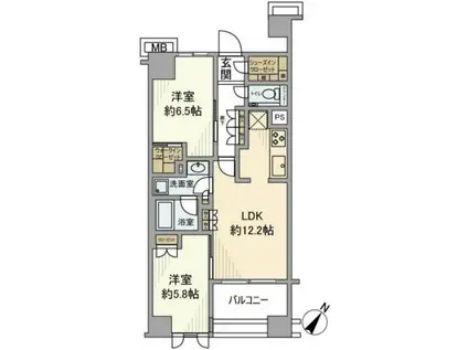 プレミスト文京音羽(2LDK/2階)の間取り写真